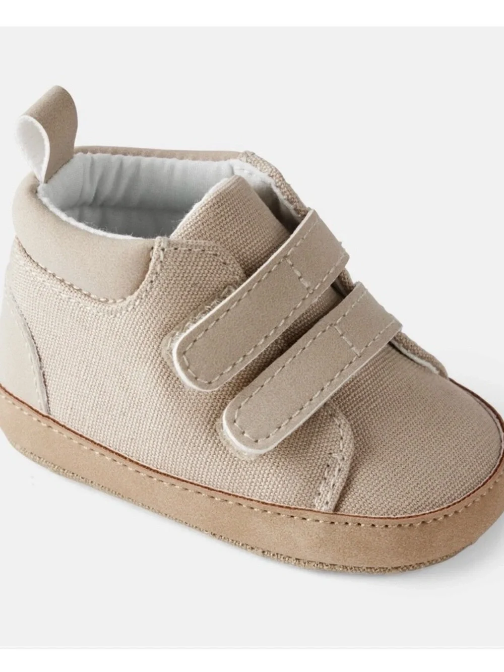 Carter's Baby High-Top Casual Canvas Sneaker Shoes Beige Sz 4 (9-12M) - NWT
